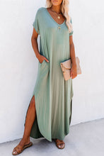 Load image into Gallery viewer, Green Maxi T-shirt Dress