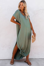 Load image into Gallery viewer, Green Maxi T-shirt Dress