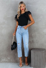 Load image into Gallery viewer, Black Ruffle Knit Top