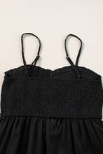 Load image into Gallery viewer, Black Spaghetti Straps Smocked Front Slit Buttoned Dress