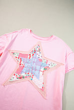 Load image into Gallery viewer, Pink Star Patchwork Loose T-shirt