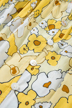 Load image into Gallery viewer, Yellow Floral Patchwork Tied Straps Buttoned Tank Top