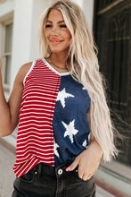 Load image into Gallery viewer, Fiery Red American Flag Stars and Stripes Tank Top