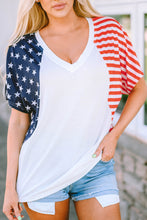 Load image into Gallery viewer, Stars and Stripes V Neck Tee