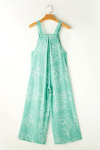Load image into Gallery viewer, Moonlight Jade Printed Bib Wide Leg Overalls