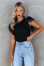 Load image into Gallery viewer, Black Ruffle Knit Top