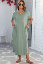 Load image into Gallery viewer, Green Maxi T-shirt Dress