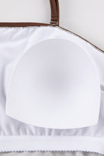 Load image into Gallery viewer, Coffee Ribbed Drawstring Sides Cutout One Piece Swimsuit