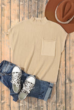 Load image into Gallery viewer, Tan Ribbed Knit Short Sleeve Sweater