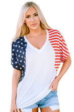 Load image into Gallery viewer, Stars and Stripes V Neck Tee