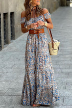 Load image into Gallery viewer, Paisley Print Off Shoulder Maxi Dress