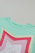 Load image into Gallery viewer, Moonlight Jade Colorblock Star Patched Half Sleeve Oversized Tee
