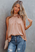 Load image into Gallery viewer, Rose Gold Tie Mock Neck Leopard Tank Top
