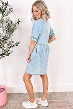 Load image into Gallery viewer, Mineral Wash Ruffled Denim Dress
