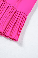 Load image into Gallery viewer, Bright Pink Solid Color Pleated Layered Flutter Mini Dress
