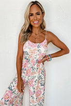 Load image into Gallery viewer, White Floral Spaghetti Straps Wide Leg Jumpsuit
