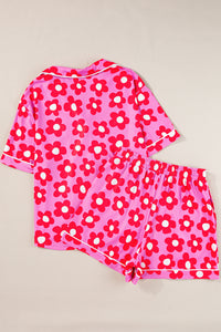 Pink Flower Print Pajamas Set