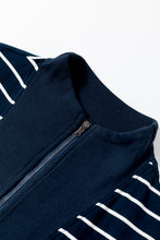 Load image into Gallery viewer, Navy Blue Quarter Zip Collared Cap Sleeve Mini Dress
