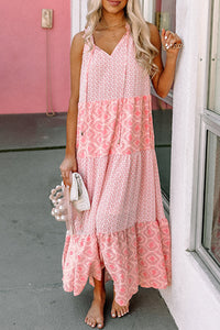 Pink Print Maxi Dress