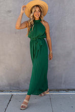 Load image into Gallery viewer, Green Open Back Pleated Jumpsuit
