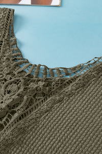Moss Green Guipure Lace Patch Textured T-shirt