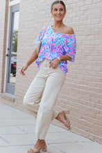 Load image into Gallery viewer, Sky Blue Loose Painted Floral Tee
