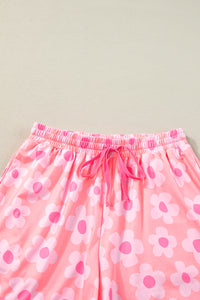 Pink Flower Print Pajamas Set