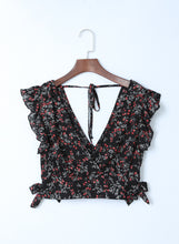 Load image into Gallery viewer, Black Floral Ruffled Top and Maxi Set
