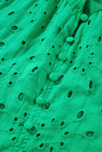 Load image into Gallery viewer, Green Flower Embroidered Hollow-out Puff Sleeve Blouse
