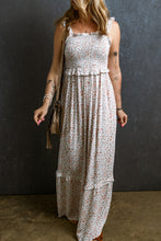 Load image into Gallery viewer, White Lace Frilly Straps Shirred Floral Maxi Dress
