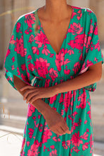 Load image into Gallery viewer, Green and Pink Floral Maxi Dress
