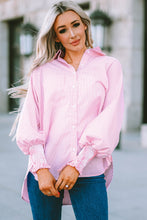 Load image into Gallery viewer, Pink Boyfriend Shirt with Pockets and Ruched Cuffs
