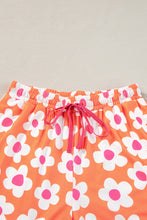 Load image into Gallery viewer, Orange Flower Print Short Sleeve Shirt Pajamas Set
