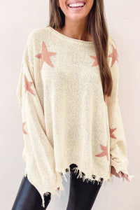 Raw Hem Star Sweater