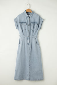 Slit Back Denim Dress