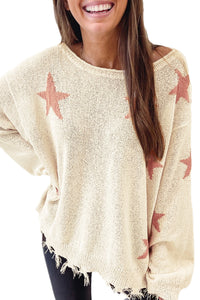 Raw Hem Star Sweater