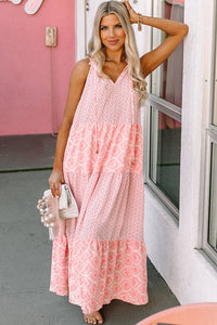 Pink Print Maxi Dress