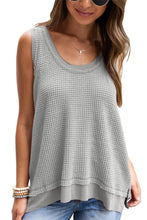 Load image into Gallery viewer, Philippine Gray Scoop Neck Waffle Knit Flowy Vest
