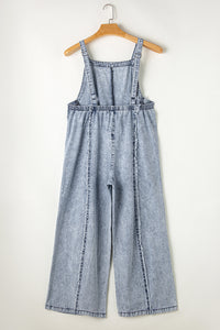 Light Wash Wide Leg Denim Overall