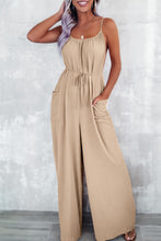 Load image into Gallery viewer, Spaghetti Straps Waist Tie Wide Leg Jumpsuit with Pockets
