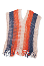Load image into Gallery viewer, Multicolor Striped Tassel Crochet V Neck Beach Cover Up

