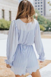 Blue Pleated Romper