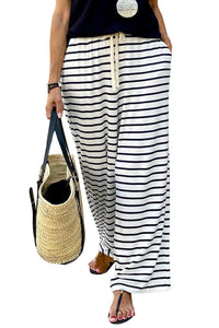 White Striped Wide Leg Pants