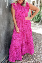 Load image into Gallery viewer, Leopard Print Ruffled Trim Tiered Maxi Dress
