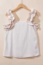Load image into Gallery viewer, Oatmeal Solid Ruffle Trim Sleeveless Top
