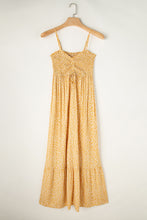 Load image into Gallery viewer, Yellow Frilly Smocked High Waist Floral Maxi Dress
