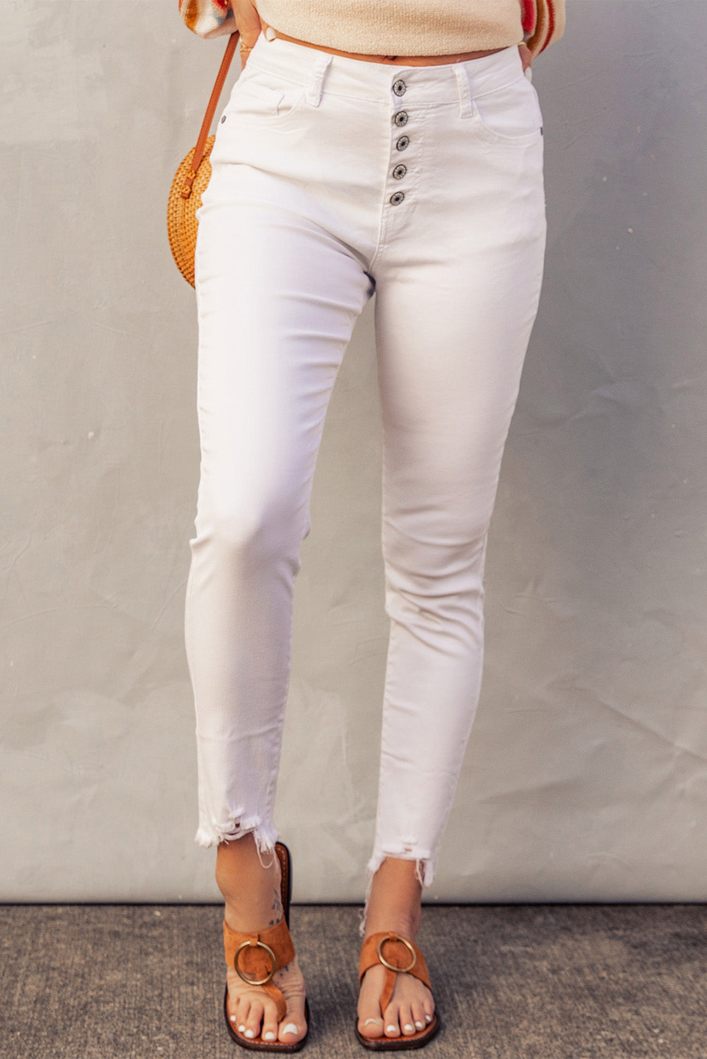 White Button down Denim Jeans