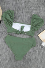 Load image into Gallery viewer, Green Bubble Sleeve swimsuit
