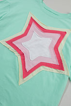 Load image into Gallery viewer, Moonlight Jade Colorblock Star Patched Half Sleeve Oversized Tee
