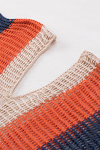 Load image into Gallery viewer, Multicolor Striped Tassel Crochet V Neck Beach Cover Up
